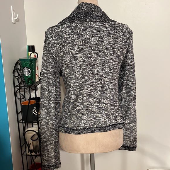 Anthropologie Saturday Sunday Navy Blue & Ivory Marled Moto Jacket - Picture 3 of 6